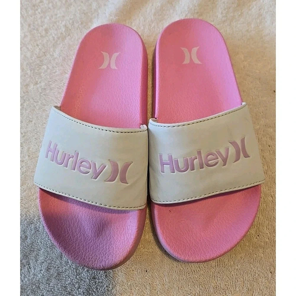 Hurley Girl Slide Sandals Size 1 Pink‎ & White